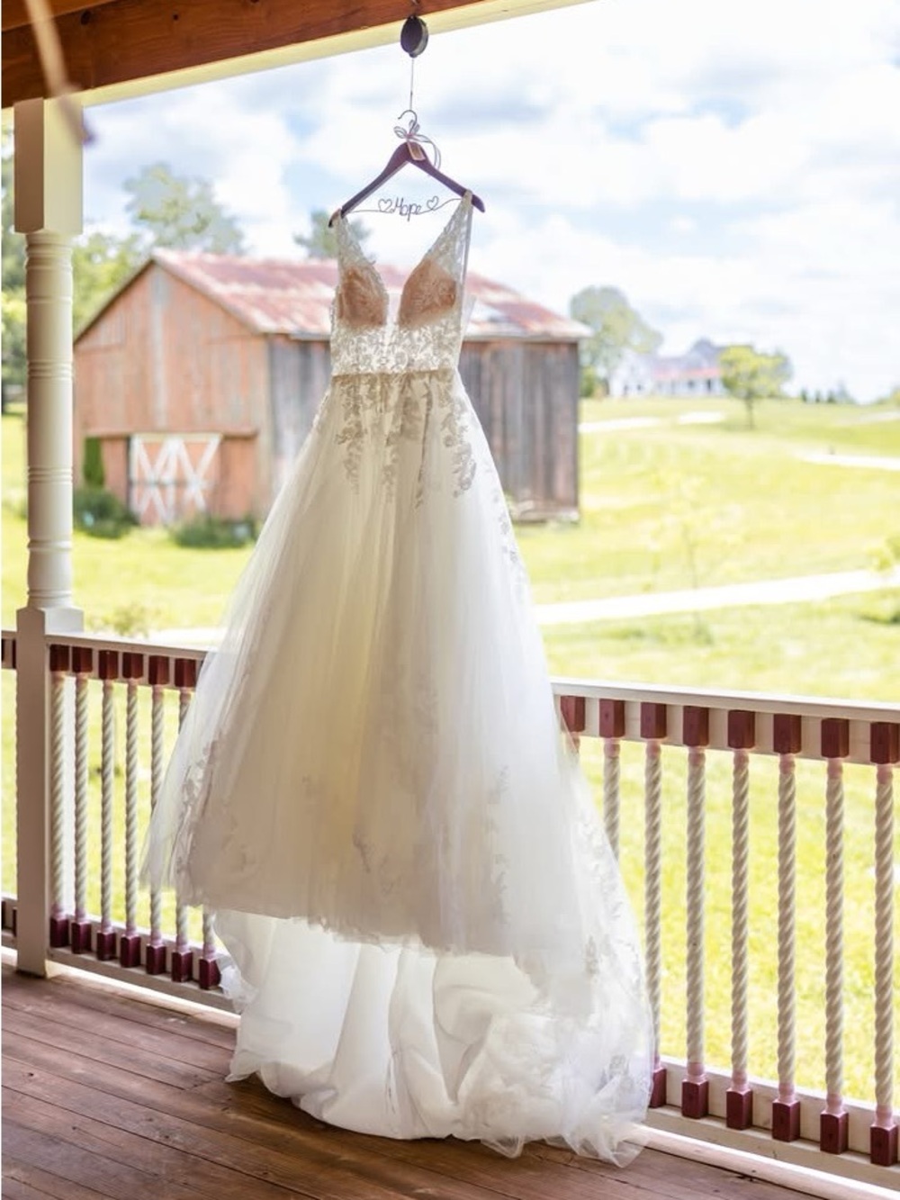 Stella York Ivory Lace A-Line Wedding Dress with Illusion Bodice